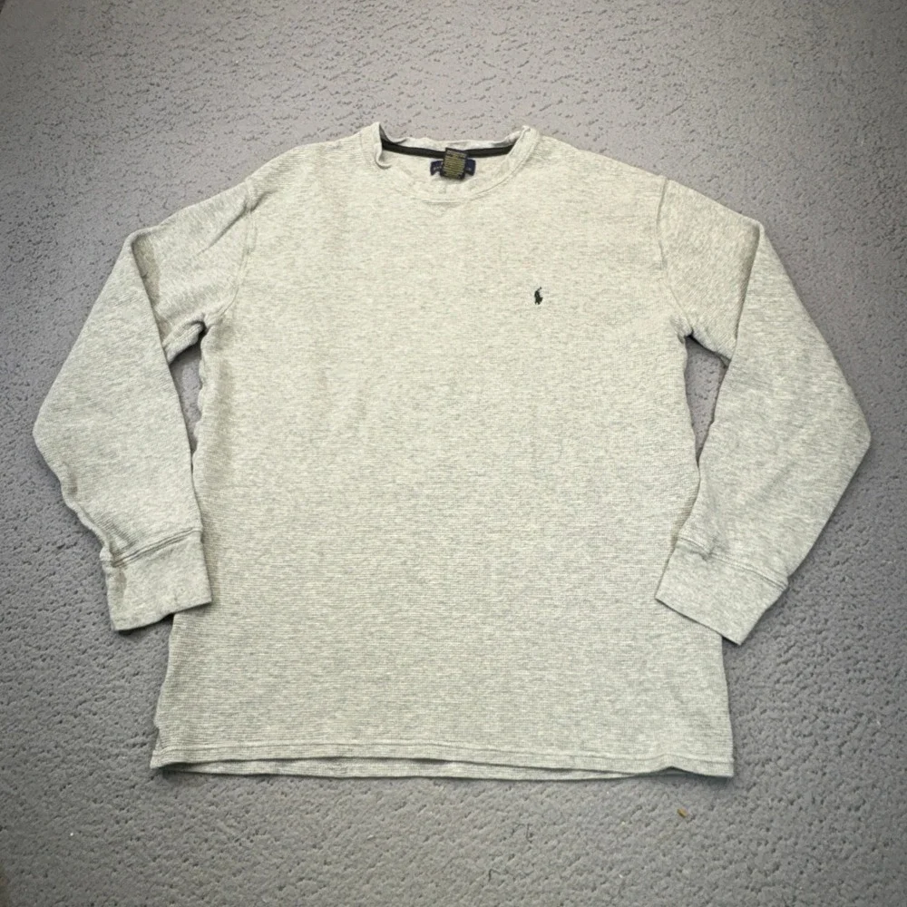 Polo Ralph Lauren Waffle Knit Thermal Mens XL Gray Long Sleeve Crewneck Shirt